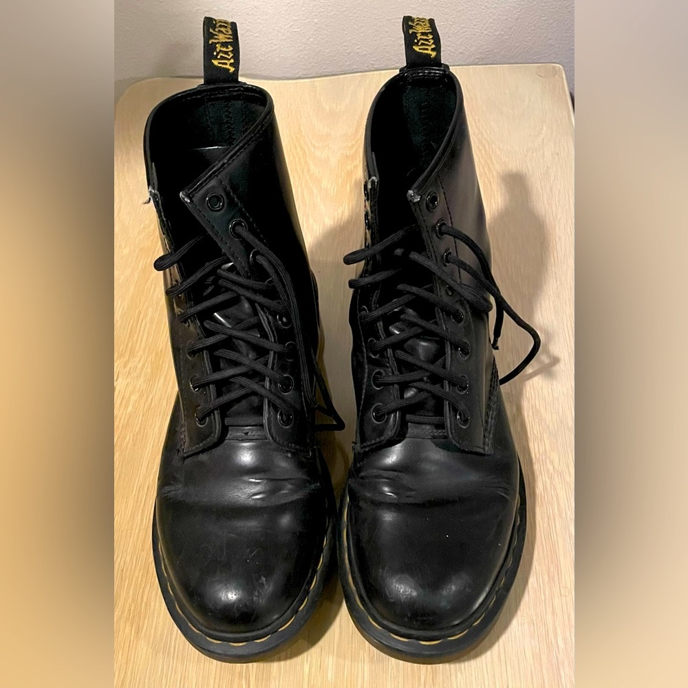 Dr. Martens Black Leather 8-Eye Lace-Up Boots